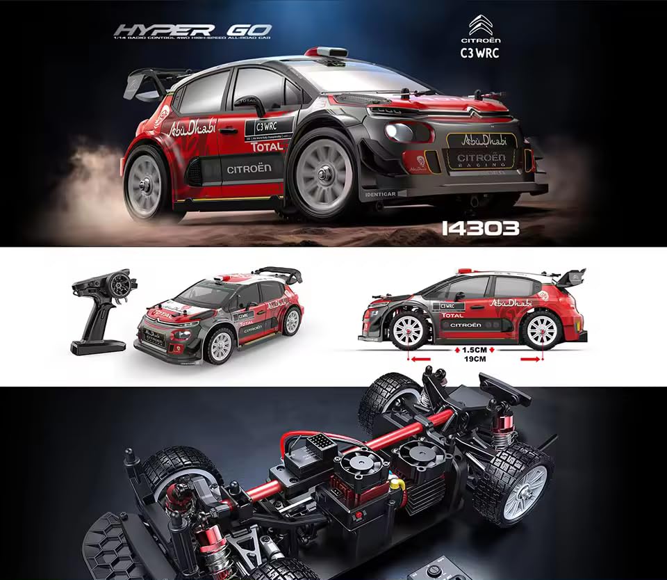 MJX 14303 Brushless RC Car – 1:14 4WD Rally & Drift Truck, 60 km/h High Speed RC Car for Adults, 1/14 Scale 4x4 Off Road RC Truck for Adults, 2.4GHz Remote Control Electric Powered Drift Car