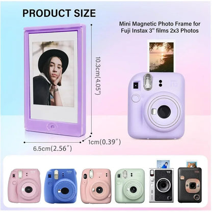 Fujifilm Instant Camera Accessories - Acrylic Photo Fram 8x8 With Instax Mini Display, Magnetic Back &amp; Stand, Frameless Photo Holder for Desk, Wall Mount or Kitchen Fits - Jaiman Toys