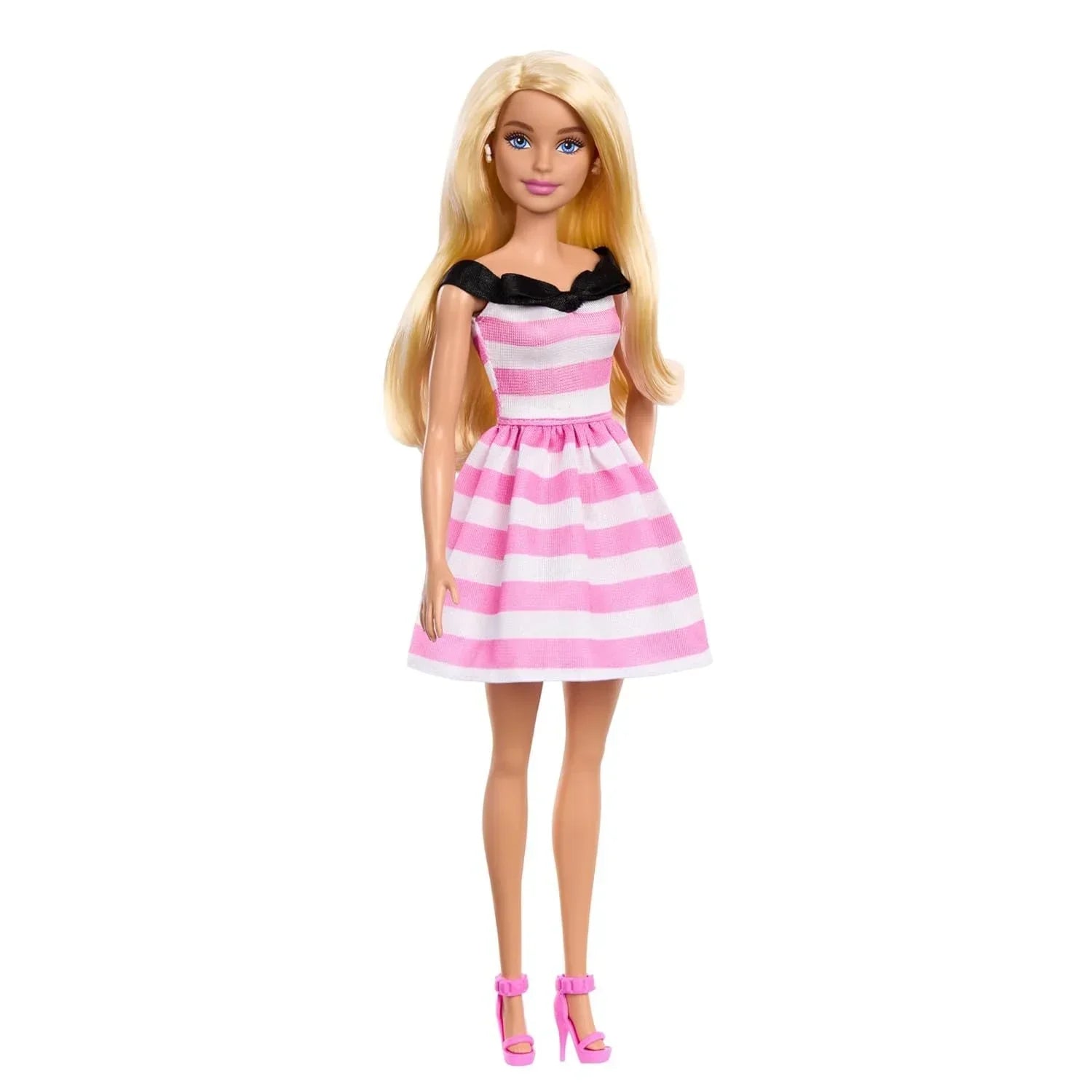 Barbie's 65th Anniversary: Commemorative Doll with Blonde Hair and Pink & White Striped Dress - Jaiman Toys