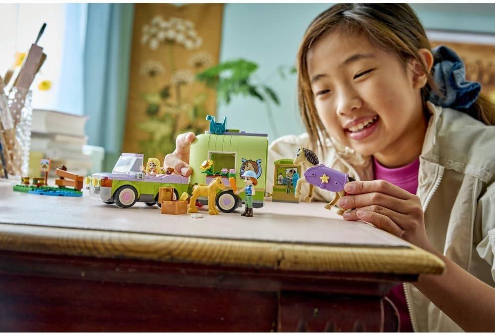 LEGO Friends 42695 Horse & Baby Foal Trailer - Horse Toy Playset w/Grooming Accessories, 4 Animal Figures, Car & 2 Mini Dolls - Birthday Gift Idea for 7+ Year Old Girls