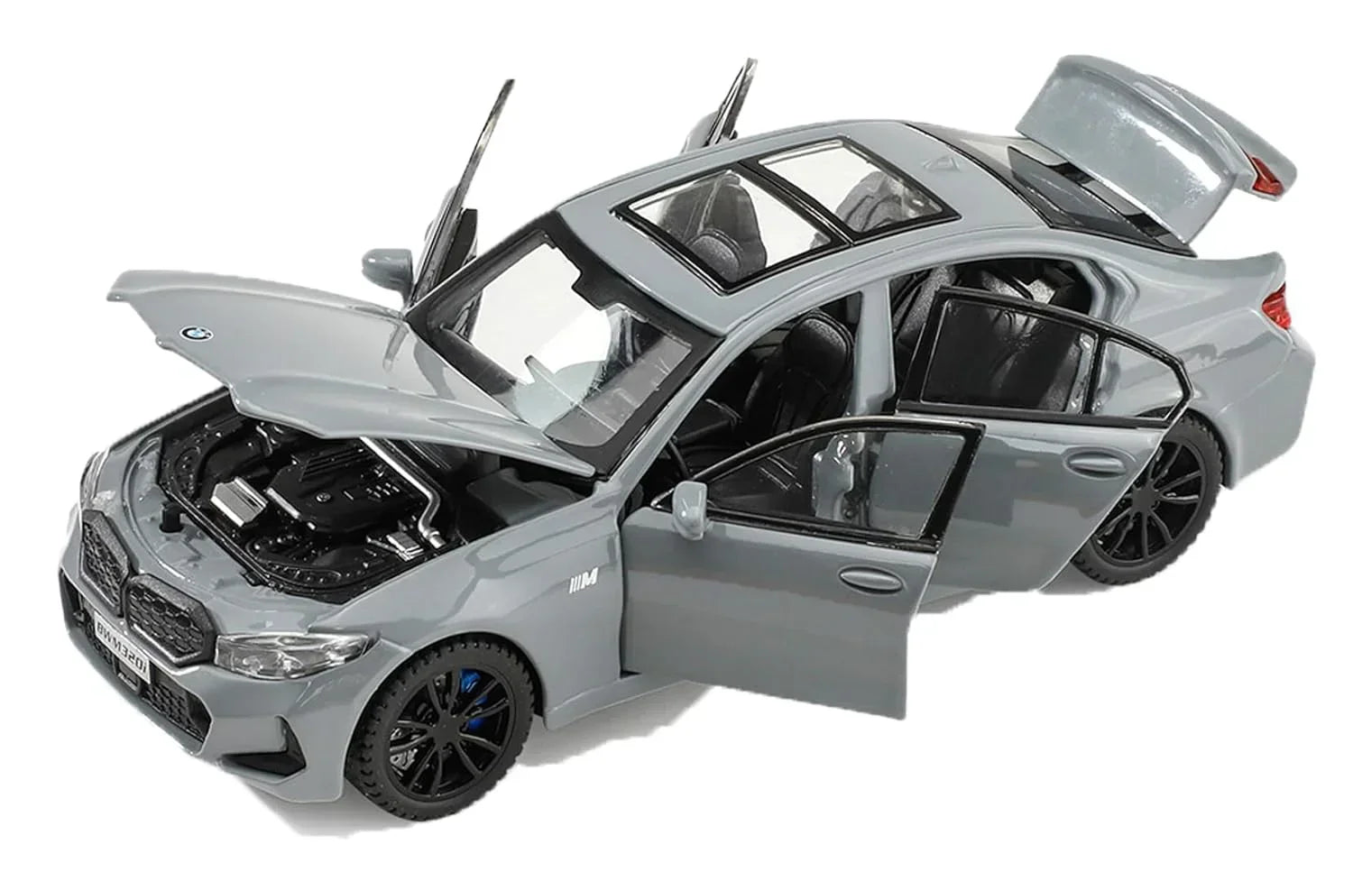 JOY JUNCTION BMW 3 Series 1:32 Scale Alloy Metal Pullback Die-Cast Car – Grey with Lights, Engine Sound & Openable Doors - Jaiman Toys