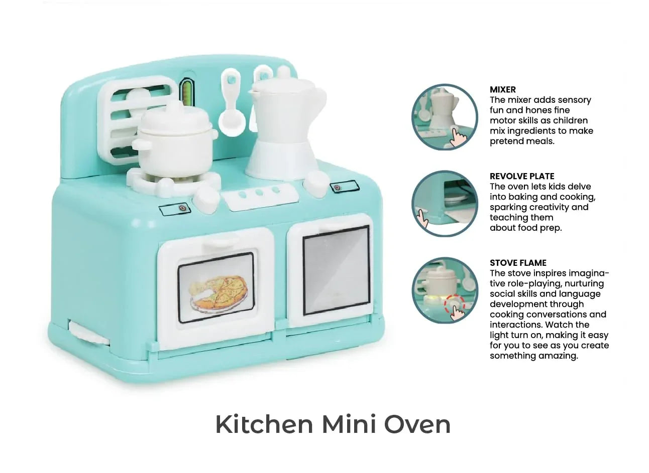 Pablo Honey Mini Microwave, Kitchen Oven Household Play Set (Blue) - Jaiman Toys