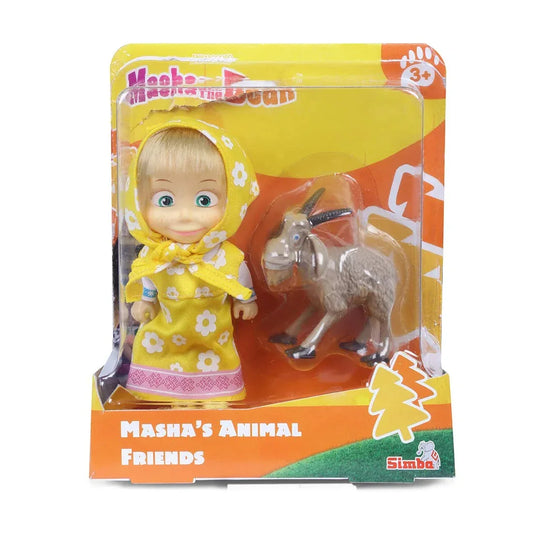 Masha and the Bear 12 Cm Toy Doll | Famous Cartoon | Ideal Gift Set for Girls Kids (Masha with Animal - Goat) - Jaiman Toys