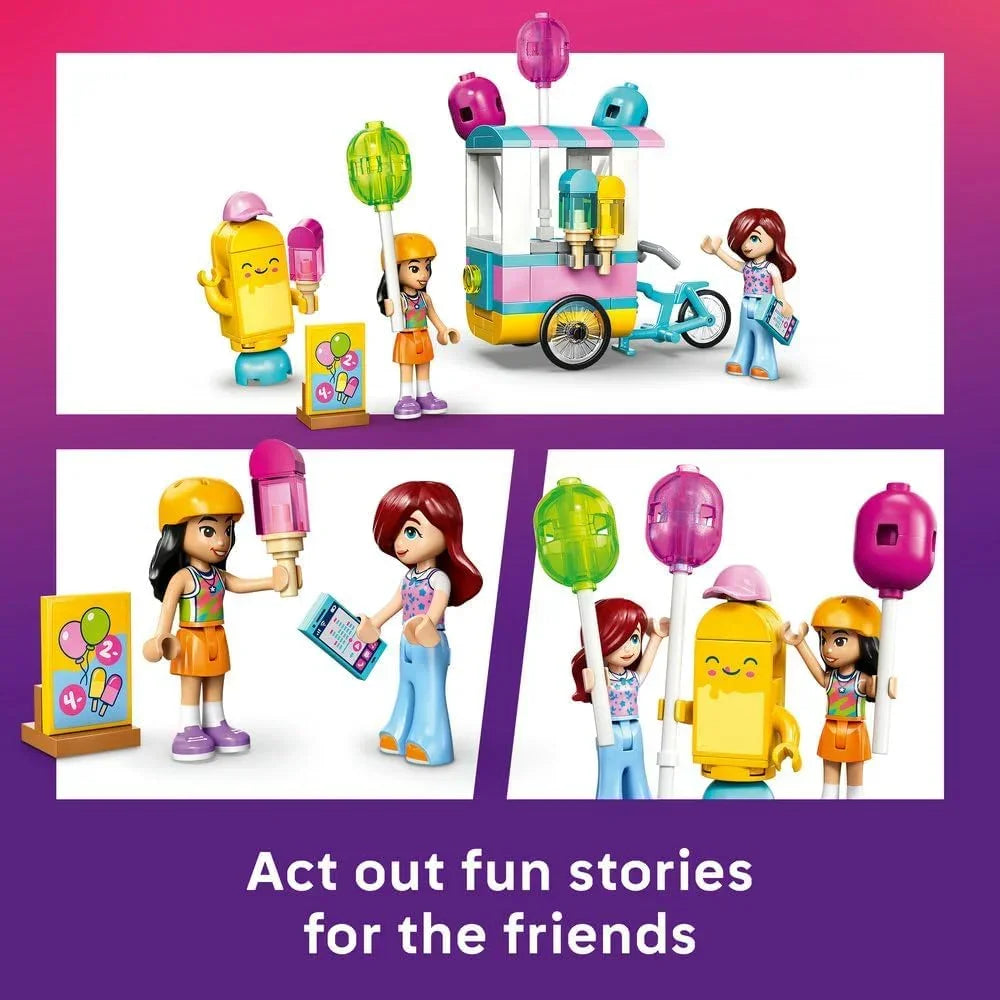 LEGO Friends 42692 Ice Cream & Balloon Stand - Toy Shop w/a Bike, 2 Mini Dolls, Play Food Accessories & Ice Pop Mascot - Birthday Gift for 6+ Year Old Girls
