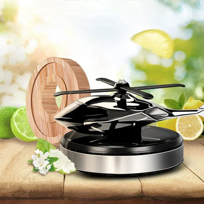 Solar Car Air Freshener – Creative Helicopter Design Aromatherapy Perfume Diffuser for Car Dashboard (Silver)
