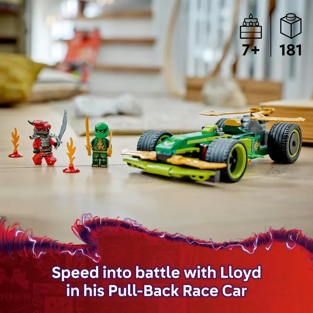 LEGO NINJAGO 71828 Lloyd’s Pull-Back Race Car Toy with 2 Minifigures for Imaginative Play - Dragons Rising Ninja Set - Gift for 7 Plus year Old Boys & Girls