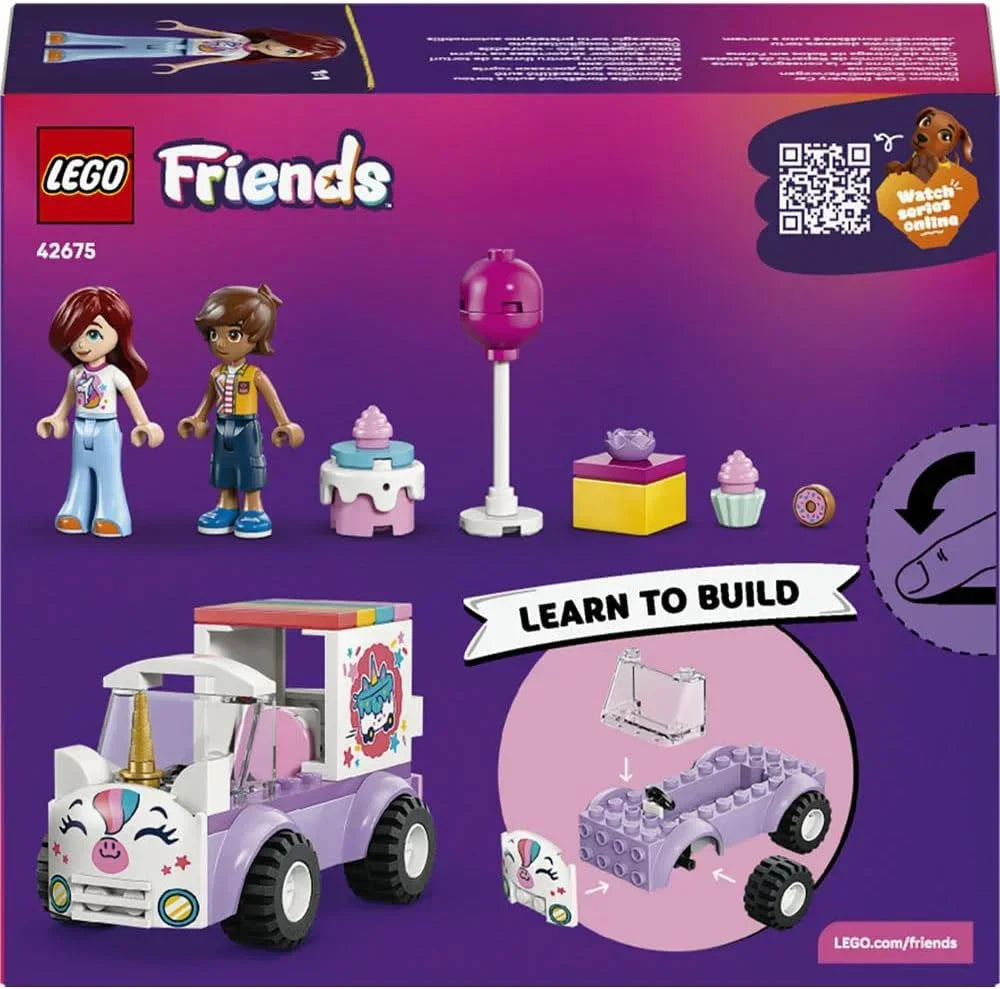 LEGO Friends 42675  Unicorn Cake Delivery Car - Educational Fine Motor Skills Toy w/ 2 Mini Dolls & Birthday Party Accessories - Gift Idea for 4+ Year Old Girls