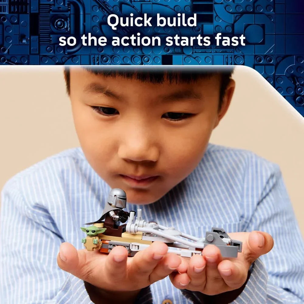 LEGO Star Wars 75436 The Mandalorian & Grogu's Speeder Bike Toy - incl. a Grogu Figure & Din Djarin Minifigure w/a Blaster - Small Birthday Gift for 6+ Year Old Boys & Fans