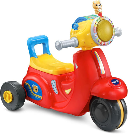 VTech 2-in-1 Map and Go Scooter for Toddlers | Interactive Ride-On & Push Scooter with Lights, Music, Learning Activities & Pretend Navigation | Red