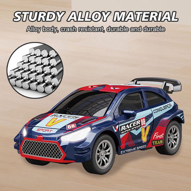 Mini Die-Cast RC Car 1:64 Scale – High-Speed Desktop Remote Control Car with LED Headlights, 2.4GHz Remote & App Control (5 Colors)