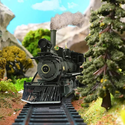 Piececool 3D Metal Puzzle Mogul Steam Engine Locomotive Model – 282 Pieces – Level 3 Difficulty – Stainless Steel DIY Train Model Kit- Age16+