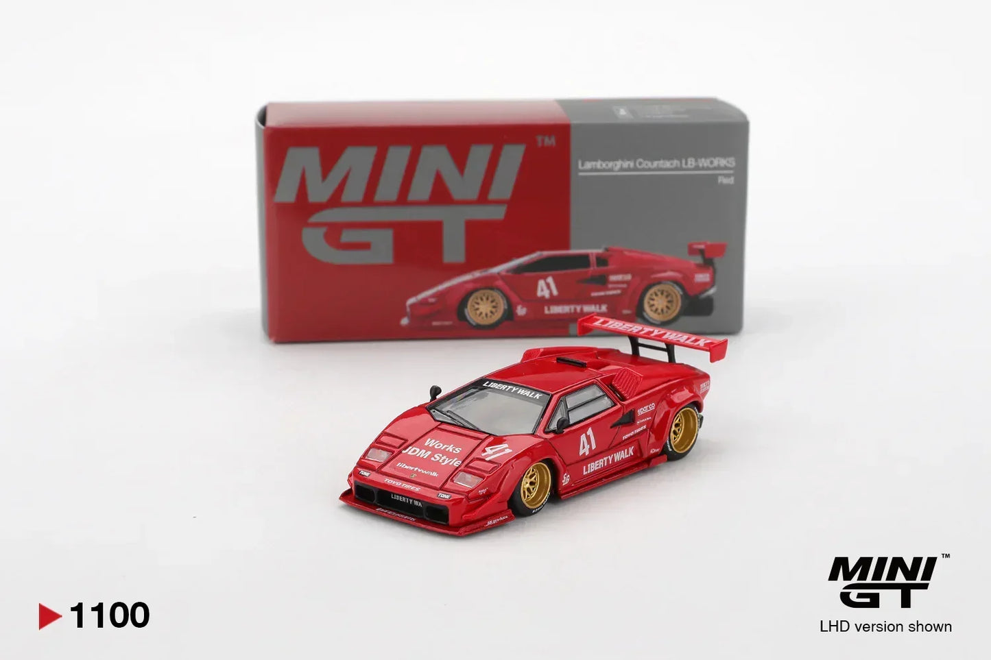 Mini GT 1:64 Lamborghini Countach LB-WORKS Red Diecast Model Car – Liberty Walk Widebody Collectible