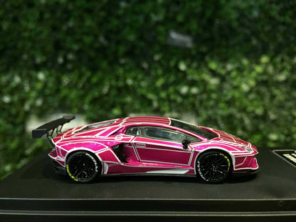 KING Model 1:64 Lamborghini LB Aventador Performance – Metallic Pink Grid Edition Diecast Model Car - Jaiman Toys