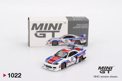 Mini GT 1:64 Scale Nissan LBWK S15 Silvia GARASIDRIFT 2025 + Bugatti EB110 Super Sport Die-Cast Cars | Collector Duo Set