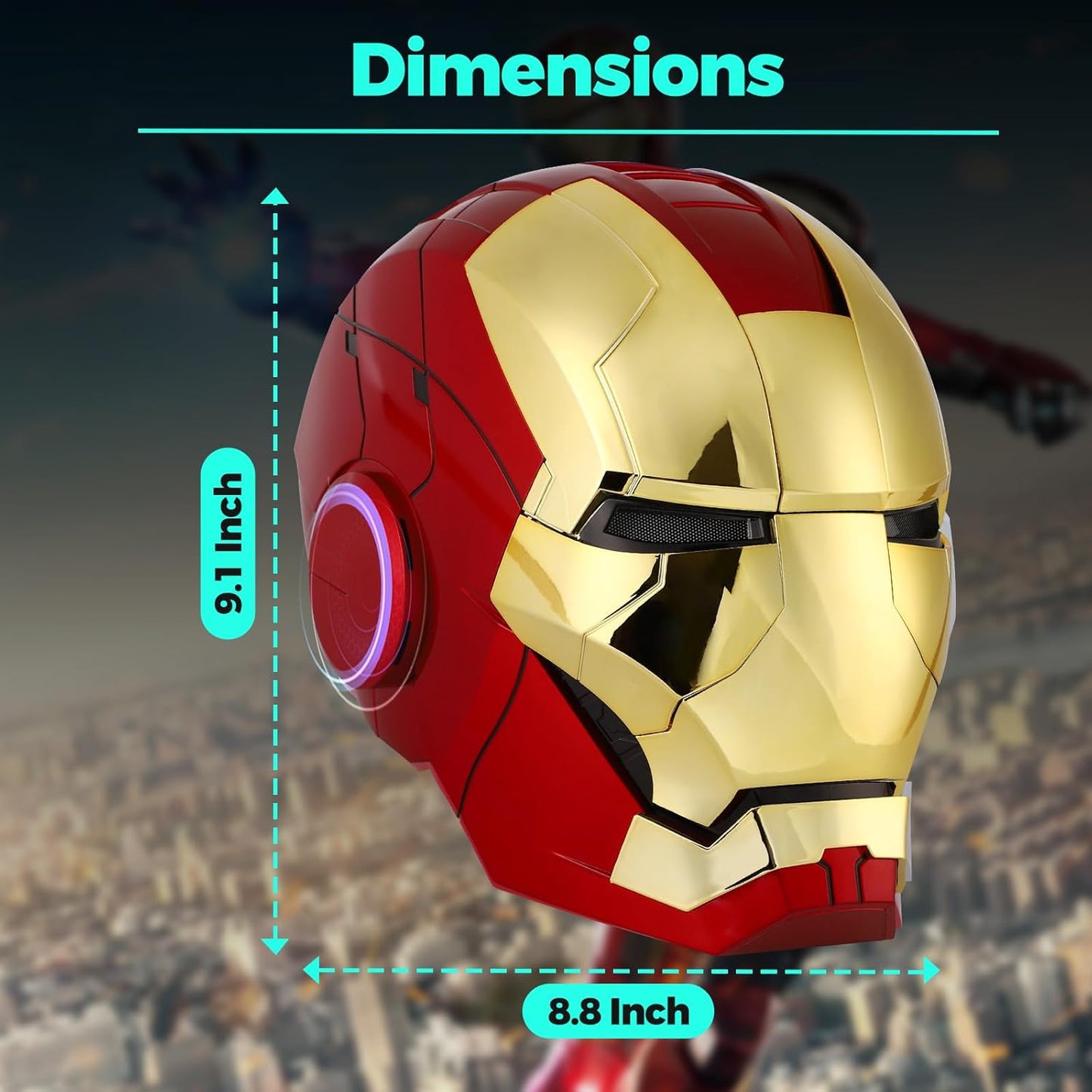 Iron-Man MK5 Wearable Electronic Helmet 24" Inch – LED Light-Up Eyes with Voice & Remote Control | Collectible Superhero Helmet for Kids/ Adults