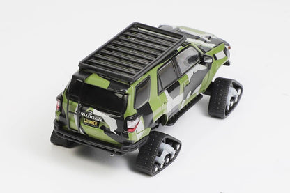 GCD 1:64 Toyota 4Runner Widebody Pre-Runner Camo Diecast Model Car with Snow Tracks & Roof Rack