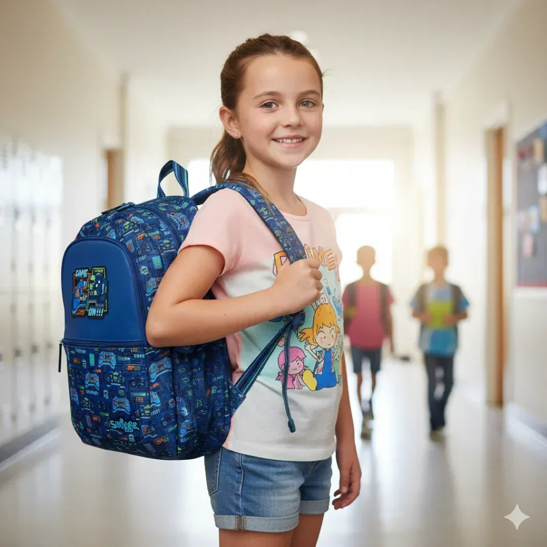 Smiggle Game On Console Themed Backpack –16-Inch Premium School & Travel Bag with Multiple Compartments