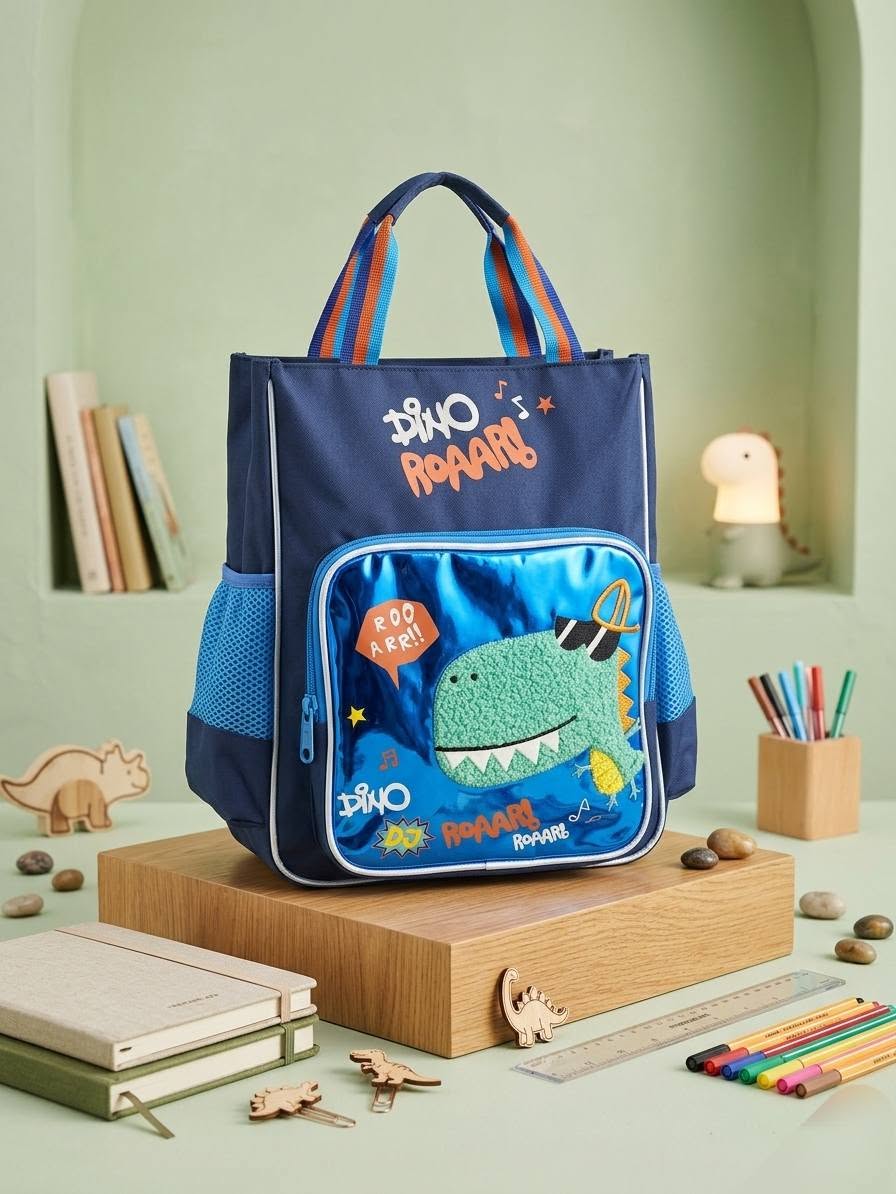 Vest Dino Roaarr Kids Backpack (32 x 26 cm) | Dinosaur-Themed School & Activity Bag with Side Mesh Pockets