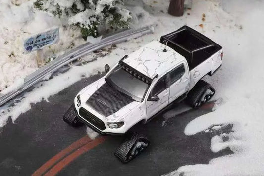 G.C.D 1:64 Toyota Tacoma 2022 Ski Version Diecast Model Car | White Stone Pattern | Accessories Included