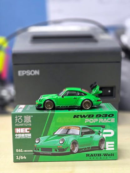 Pop Race 1:64 Porsche RWB 930 Green HEC 2026 Die-Cast Model Car | Premium Widebody Collectible