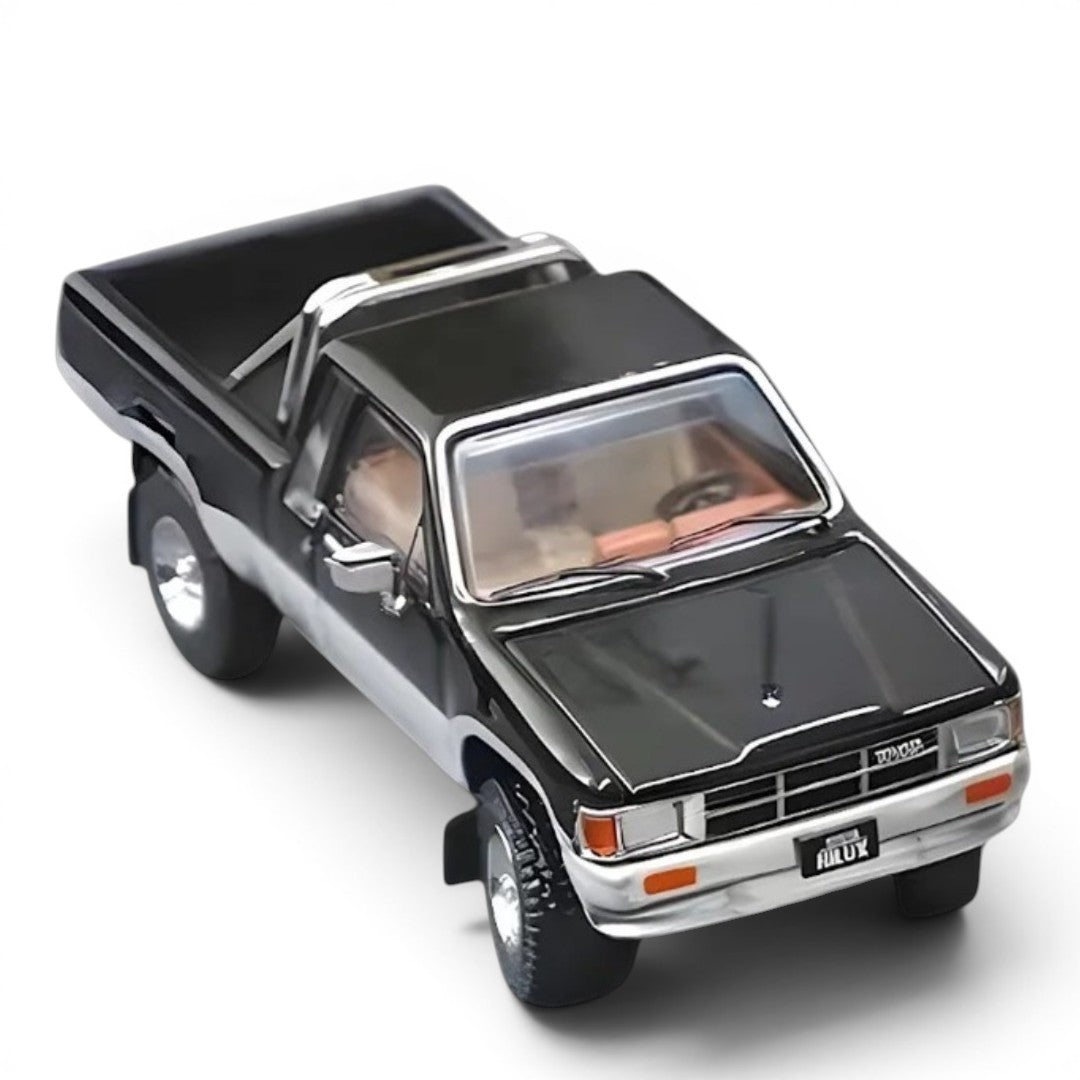 GCD Toyota Hilux SR5 Black & Silver 1:64 Scale Diecast Model Car KS-062-515 | Full Metal Pickup Truck Collectible with Display Base