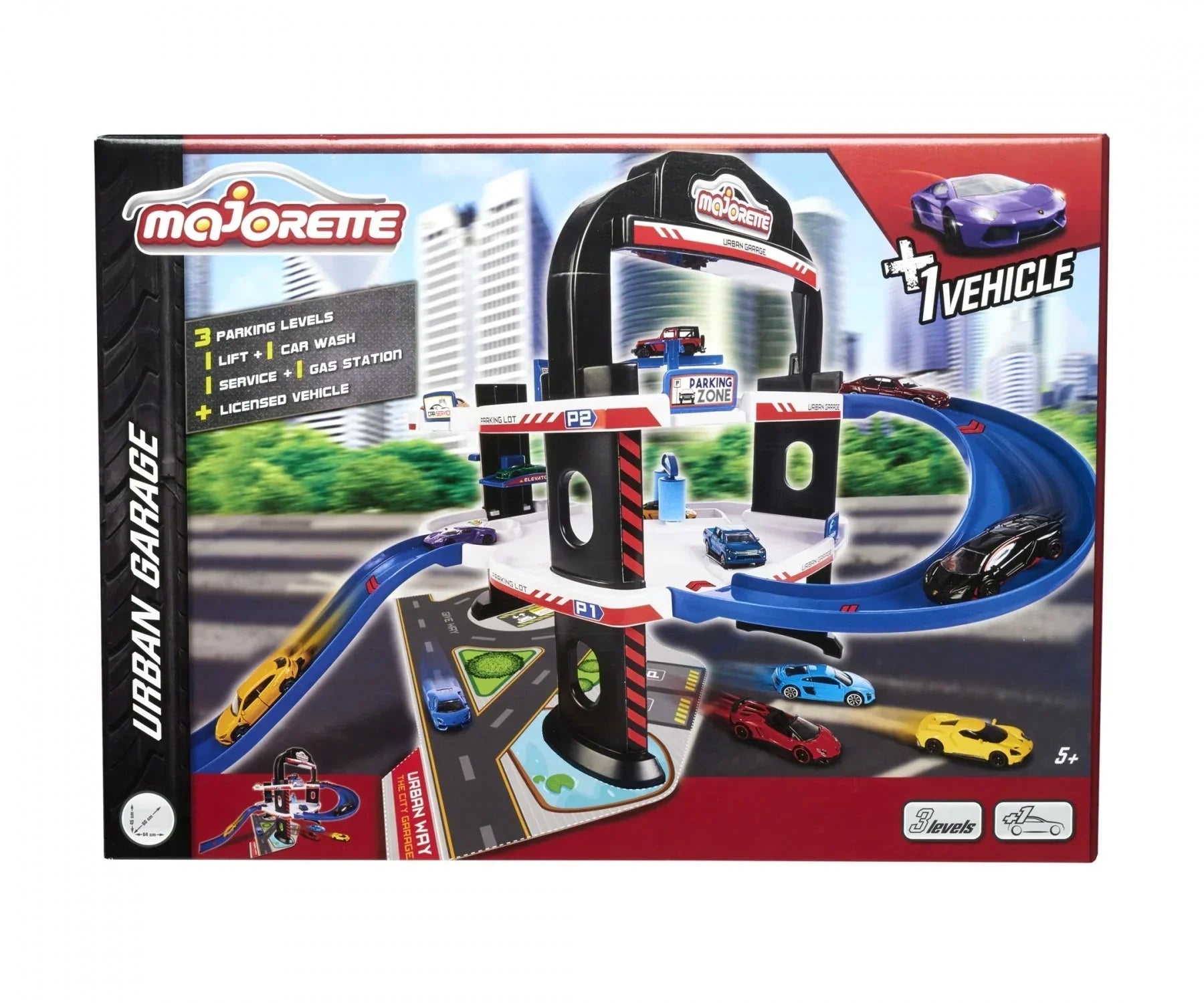 Majorette Urban Garage Playset With 3 Levels + 1 Vehicle Track Set - Jaiman Toys