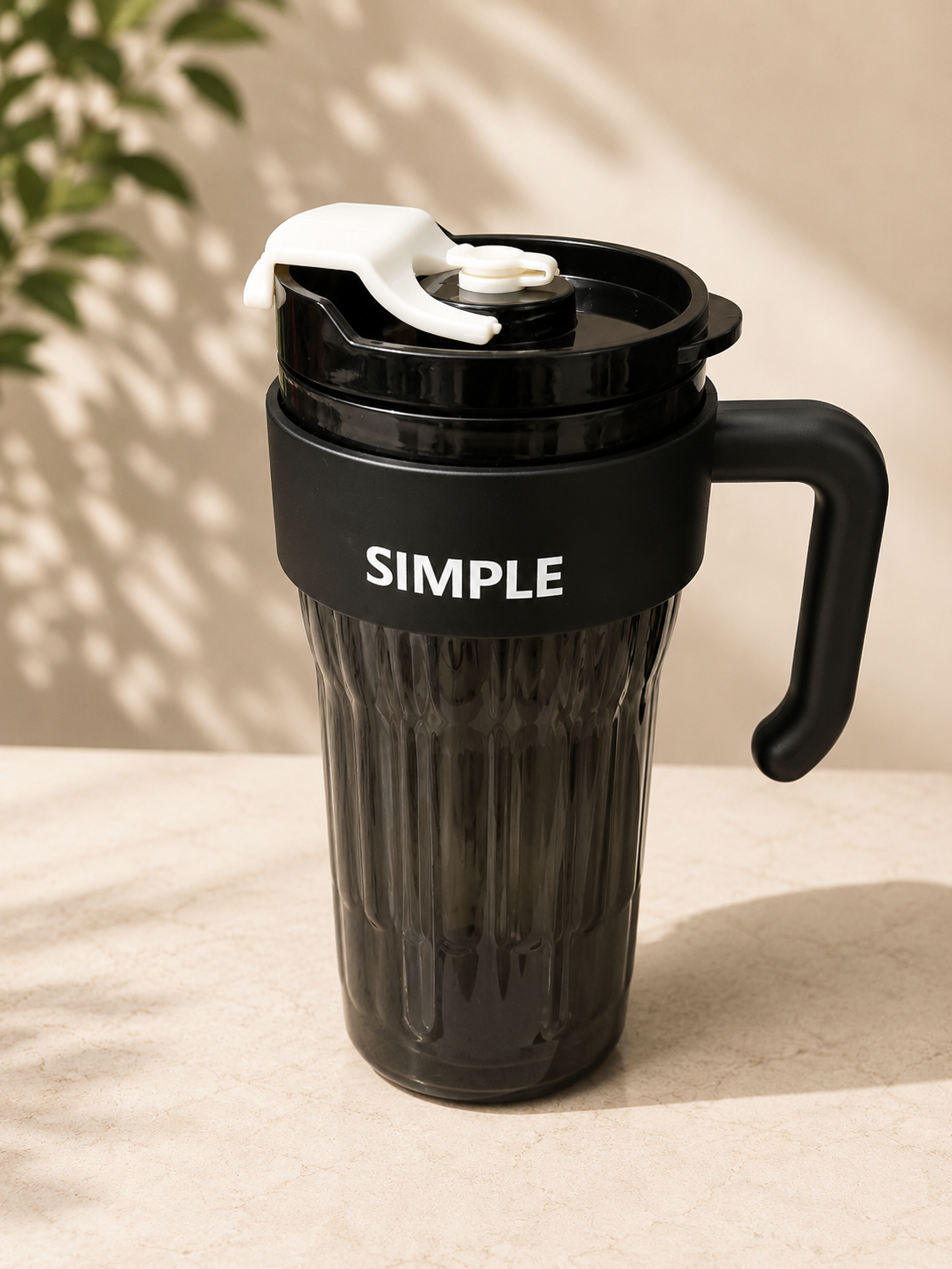 Simple Coffee Tumbler Leak-Resistant Lid & Handle with Straw (920 ml)