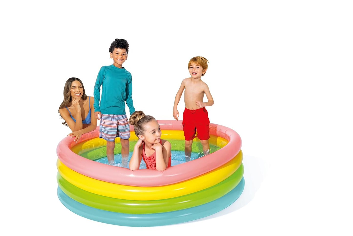Intex 56441 Sunset Glow Inflatable Kids Pool – 66 in × 1 in (168 × 46 cm) Round Backyard Swimming Pool for Children