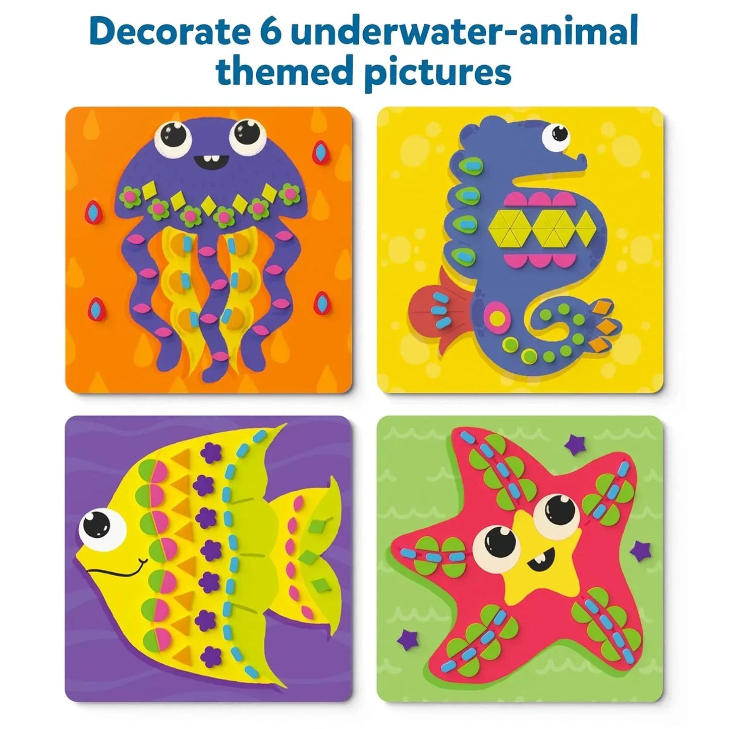 Skillmatics Art Activity - Fun with Foam Underwater Animals, No Mess Sticker Art for Kids, Craft Kits, DIY Activity, Gifts for Boys & Girls Ages 3, 4, 5, 6, 7, Travel Toys, Multicolor - Jaiman Toys