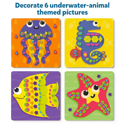 Skillmatics Art Activity - Fun with Foam Underwater Animals, No Mess Sticker Art for Kids, Craft Kits, DIY Activity, Gifts for Boys & Girls Ages 3, 4, 5, 6, 7, Travel Toys, Multicolor - Jaiman Toys