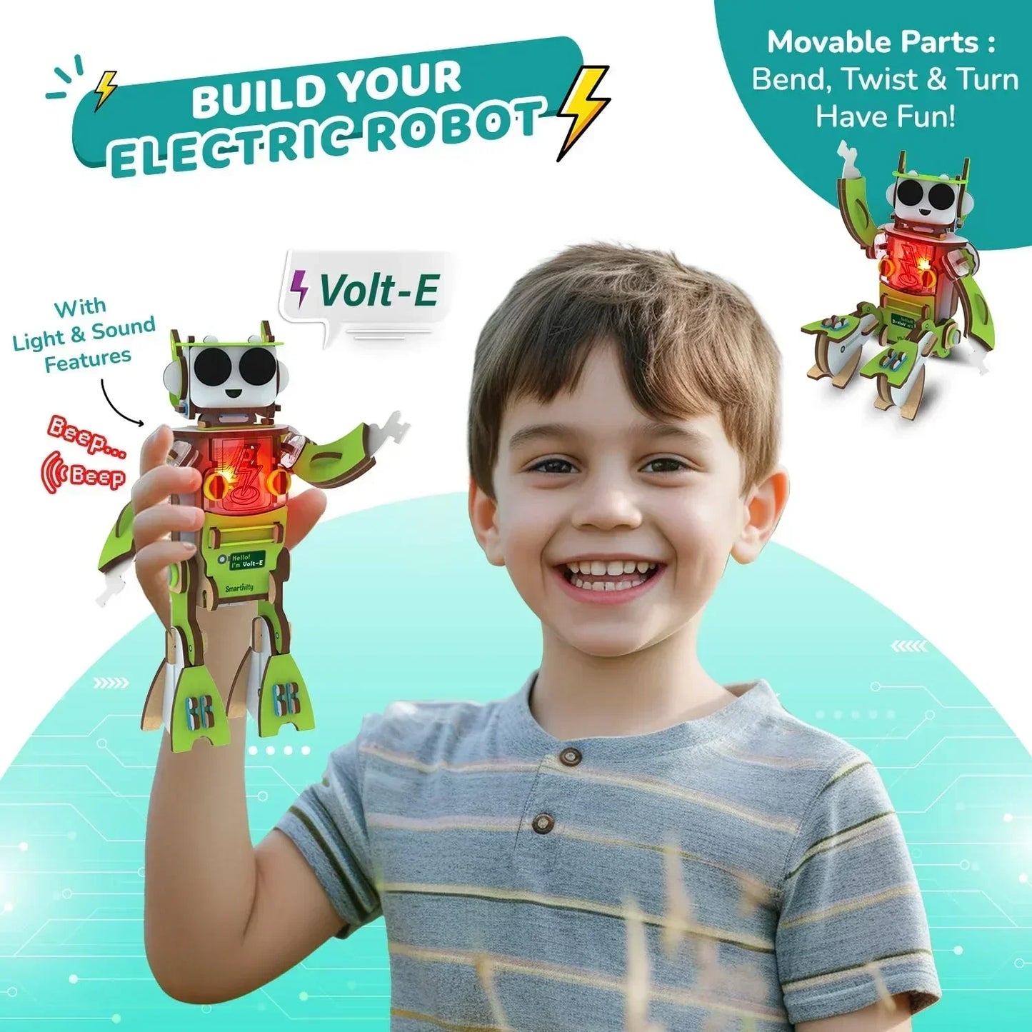 Smartivity Electricity Kit for Kids 8-14 | DIY Circuit & Robot Science Project with Light & Sound - Jaiman Toys