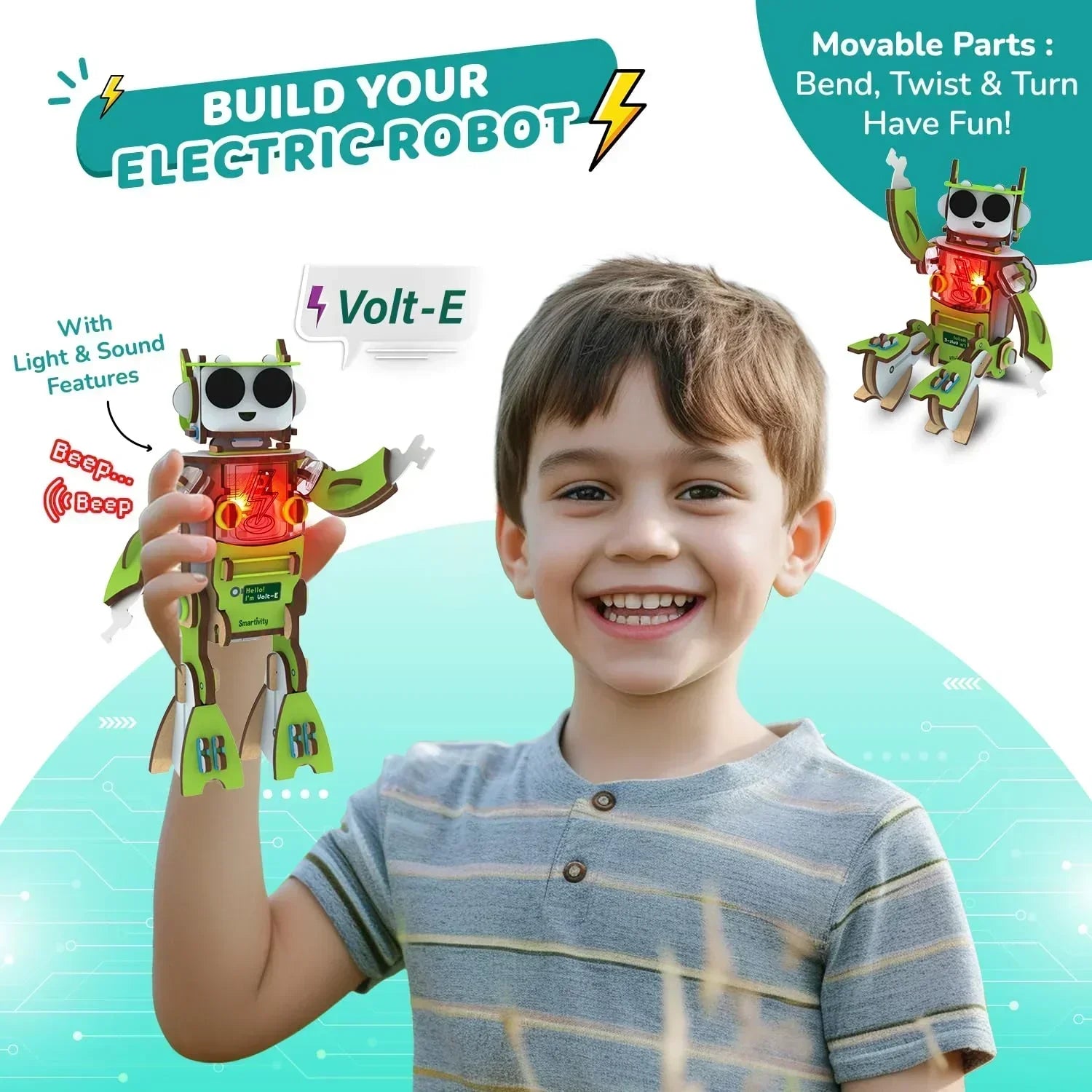Smartivity Electricity Kit for Kids 8-14 | DIY Circuit & Robot Science Project with Light & Sound - Jaiman Toys