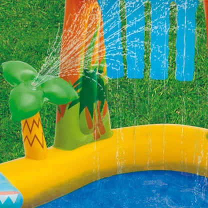 Intex 57444 Dinosaur Play Center Inflatable Kids Swimming Pool with Slide & Water Sprayer – Outdoor Garden Water Play Pool