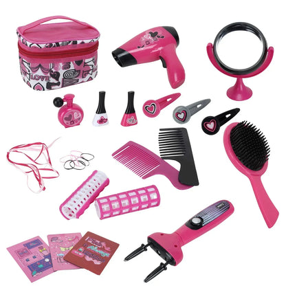 Beauty Pretend Play Magic Makeup Nail Paints/Hairbrush/Hair Comb/Vanity Bag Set for Girls - Jaiman Toys