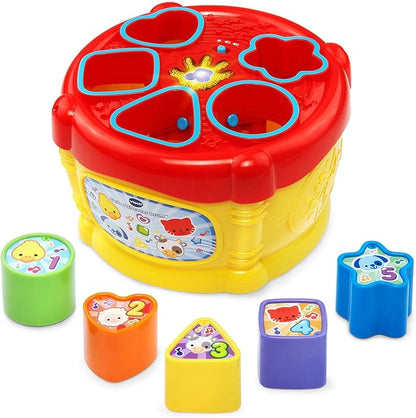VTech Sort and Discover Drum, Yellow | Interactive Shape Sorter Learning Drum with Lights, Music & Educational Play