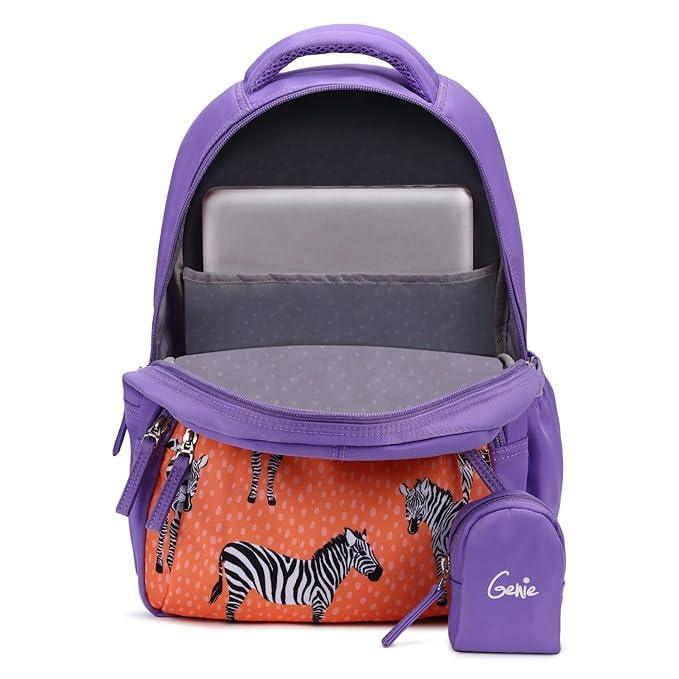 Genie Valerie 15-Inch Kids Backpack – Cute, Colorful, Lightweight & Water-Resistant with Happy Pouch - Jaiman Toys