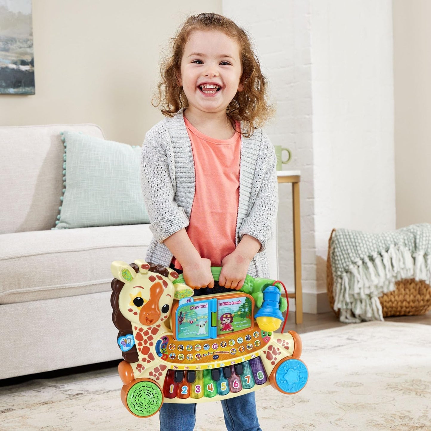 VTech Zoo Jamz Giraffe Piano | Interactive Musical Learning Piano with Light-Up Keys, Microphone, Songs, Animal Sounds & Music Activities for Toddlers