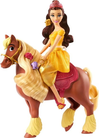 Disney Princess Belle & Philippe Horse Set | Mattel Fashion Doll with Styling Accessories & Brushable Mane - Jaiman Toys