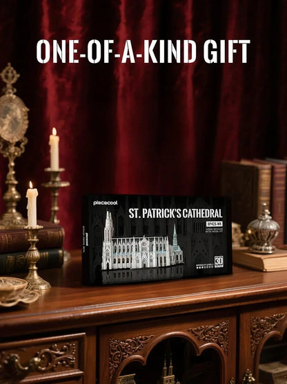 Piececool 3D Metal Puzzle St. Patrick’s Cathedral Architecture Model – 418 Pieces – 6 Metal Sheets – Stainless Steel DIY Model Kit-Age 16+