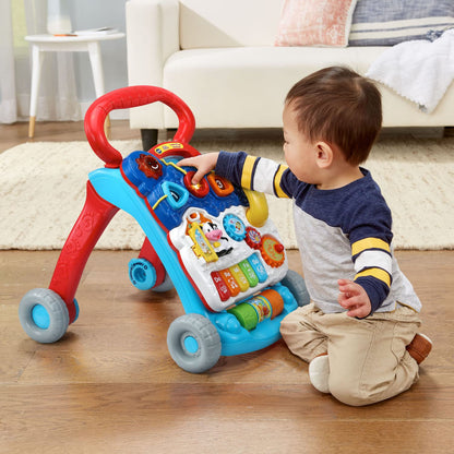 VTech Sit-to-Stand Learning Walker Interactive Baby Activity Walker with Removable Learning Center, Lights, Sounds & Music | Early Development Push Walker for Toddlers | Blue