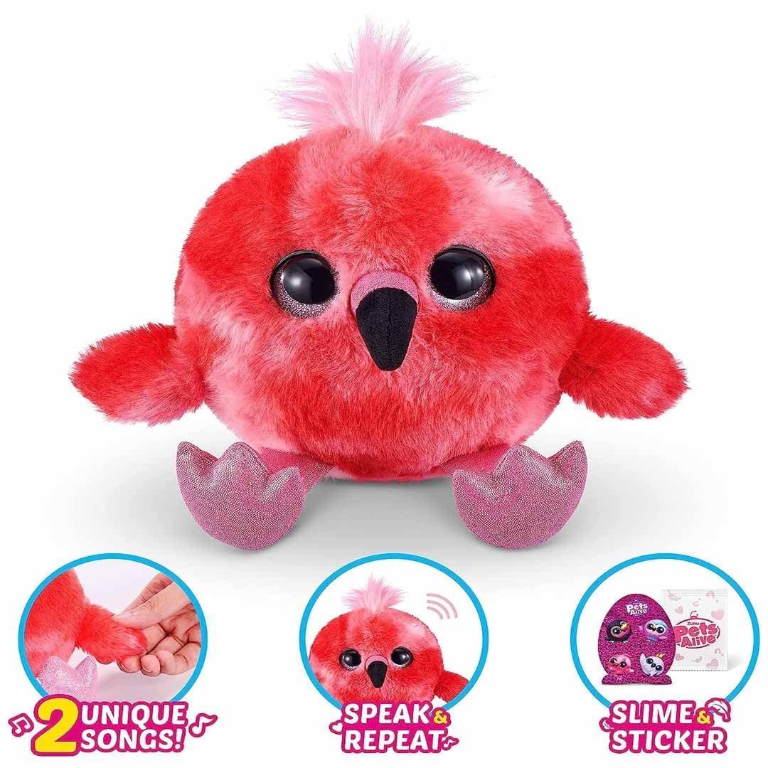 Pets Alive Chirpy Birds (Flamingo) by, Electronic Pet That Speaks, Giant Surprise Egg, Stickers, Comb, Fluffy Clay, Bird Animal Plush for Girls - Jaiman Toys