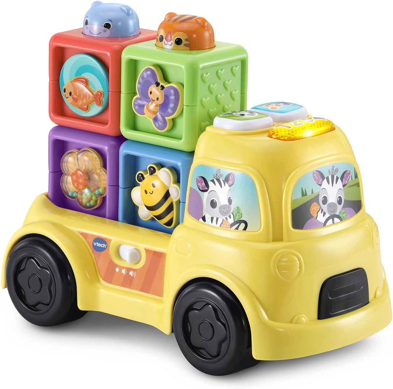 VTech Baby Beep and Go Blocks | Interactive Learning Truck with Stackable Activity Blocks, Lights, Sounds & Music