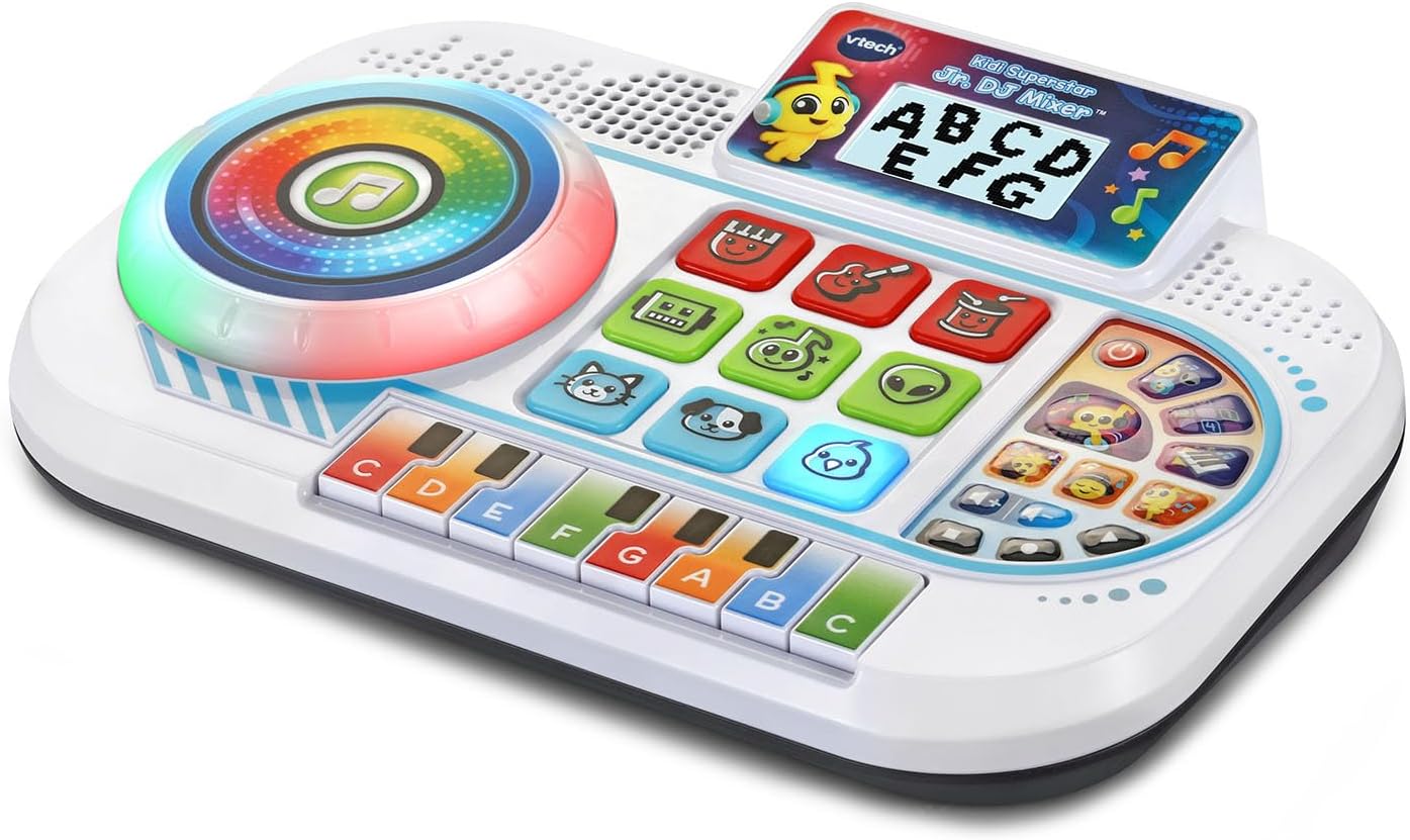 VTech Kidi Superstar Jr. DJ Mixer | Interactive Musical DJ Mixing Console with Light-Up Turntable, Piano Keys, Sound Effects & Recording | Educational Music Toy