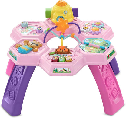 VTech Buzz and Learn Activity Table | Interactive Learning Activity Center with 7 Play Zones, Lights, Sounds & Music | Pink
