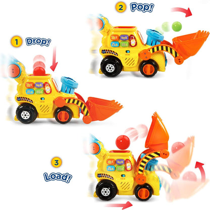 VTech Pop-a-Balls Push & Pop Bulldozer Yellow | Interactive Push Walker Toy with Balls, Lights & Sounds for Toddlers