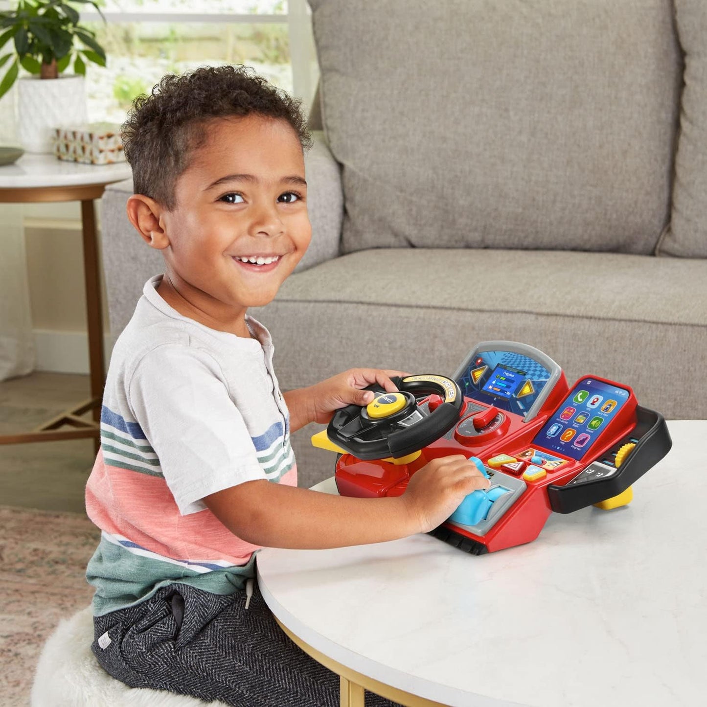 VTech Race & Discover Driver | Interactive Steering Wheel Toy with Lights, Sounds, Gear Shifter & Learning Activities | Educational Driving Toy for Kids