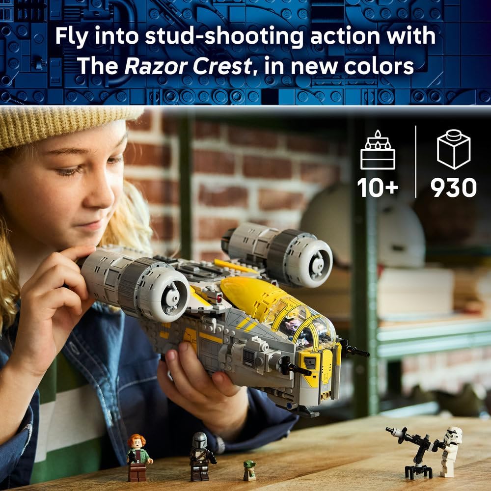 LEGO 75447 Star Wars The Razor Crest Starship Toy - The Mandalorian and Grogu Model Kit w/ 4 Minifigures & Grogu Figure - Birthday Gift for 10+ Year Old Boys, Girls & Movie Fans