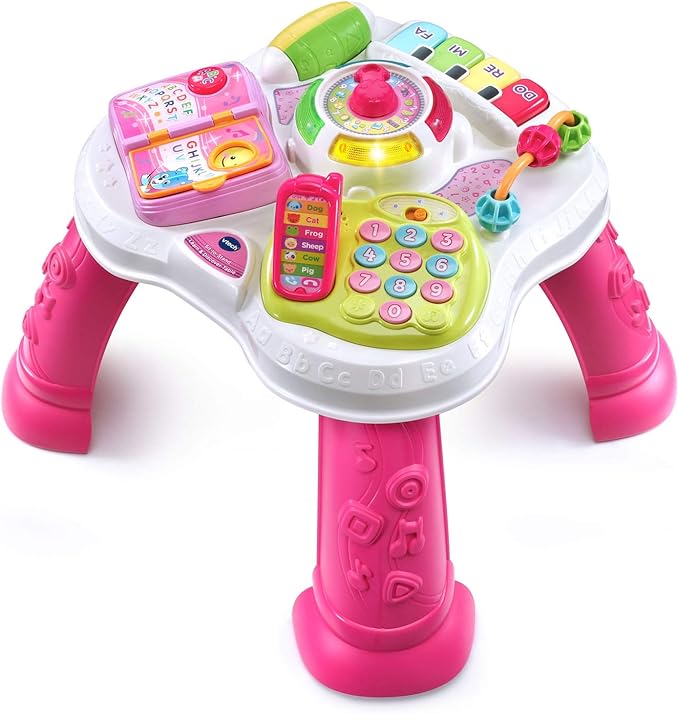 VTech Sit-to-Stand Learn & Discover Activity Table with Lights, Sounds, Music & Interactive Learning Activities | Pink