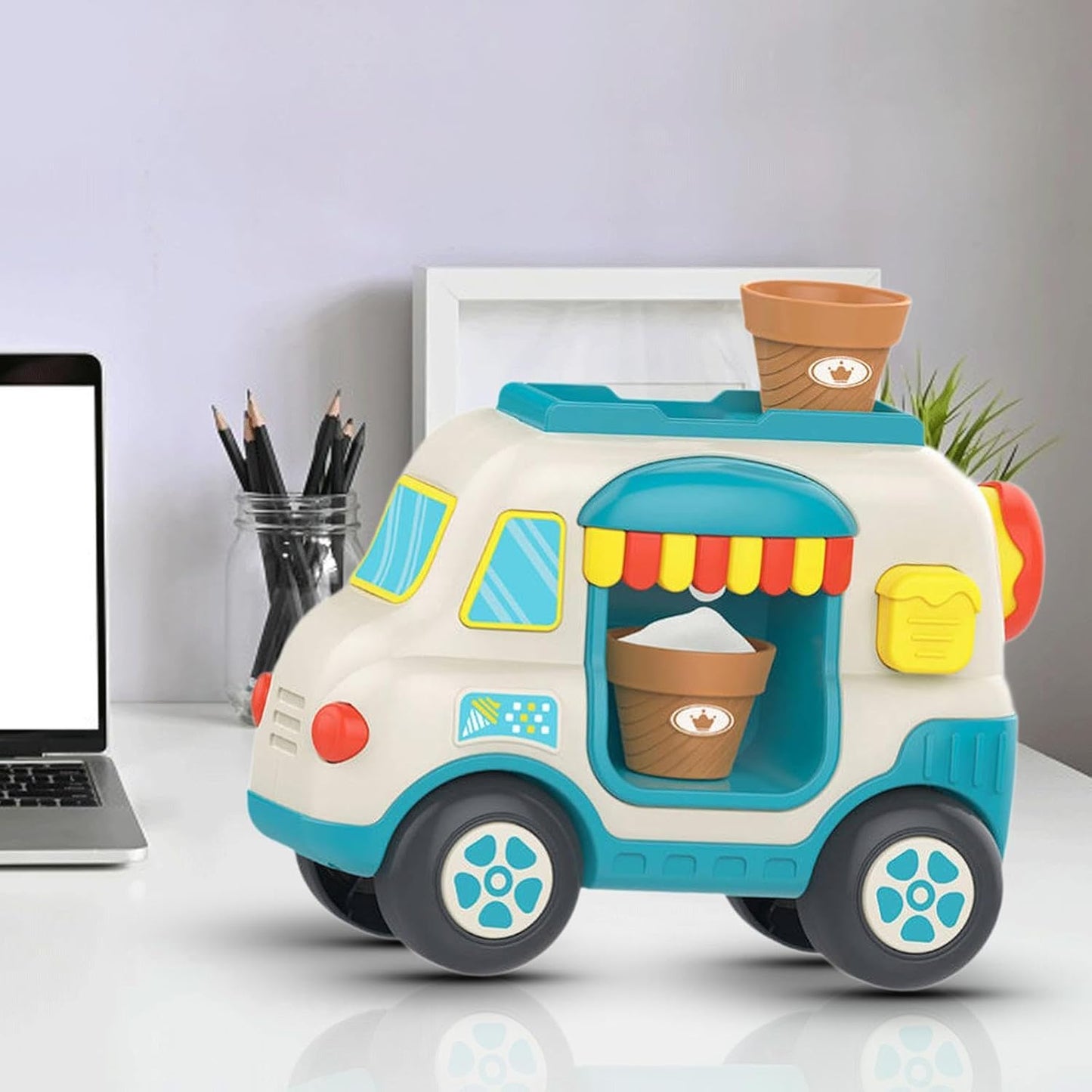 Huanger Ice Cream Truck Toy for Kids – Interactive Musical Ice Cream Van with Lights & Sounds (12+ Months)