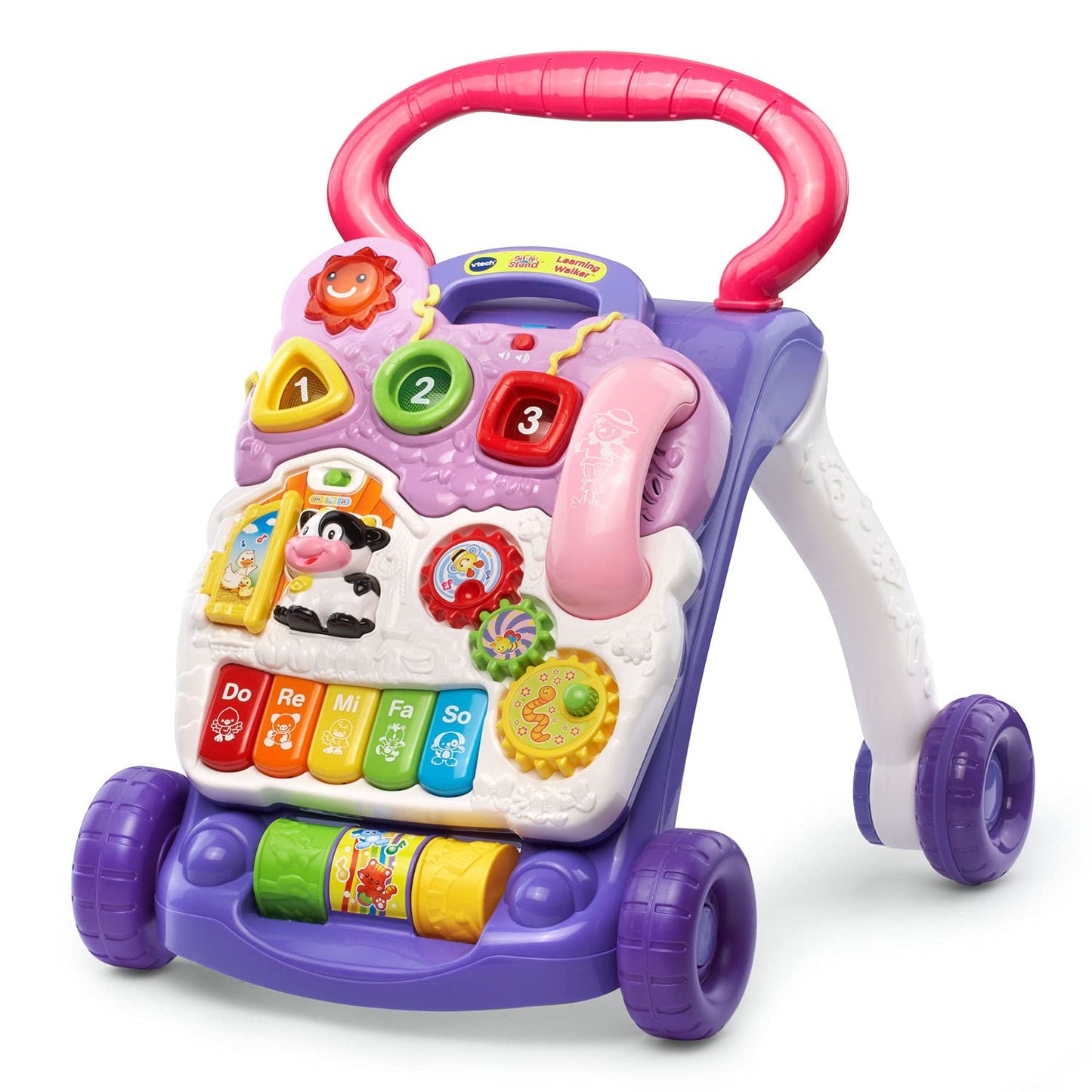 VTech Sit-to-Stand Learning Walker Interactive Baby Activity Walker with Removable Learning Center, Lights, Sounds, Music & Educational Activities | Early Learning Push Walker for Babies & Toddlers | Lavender